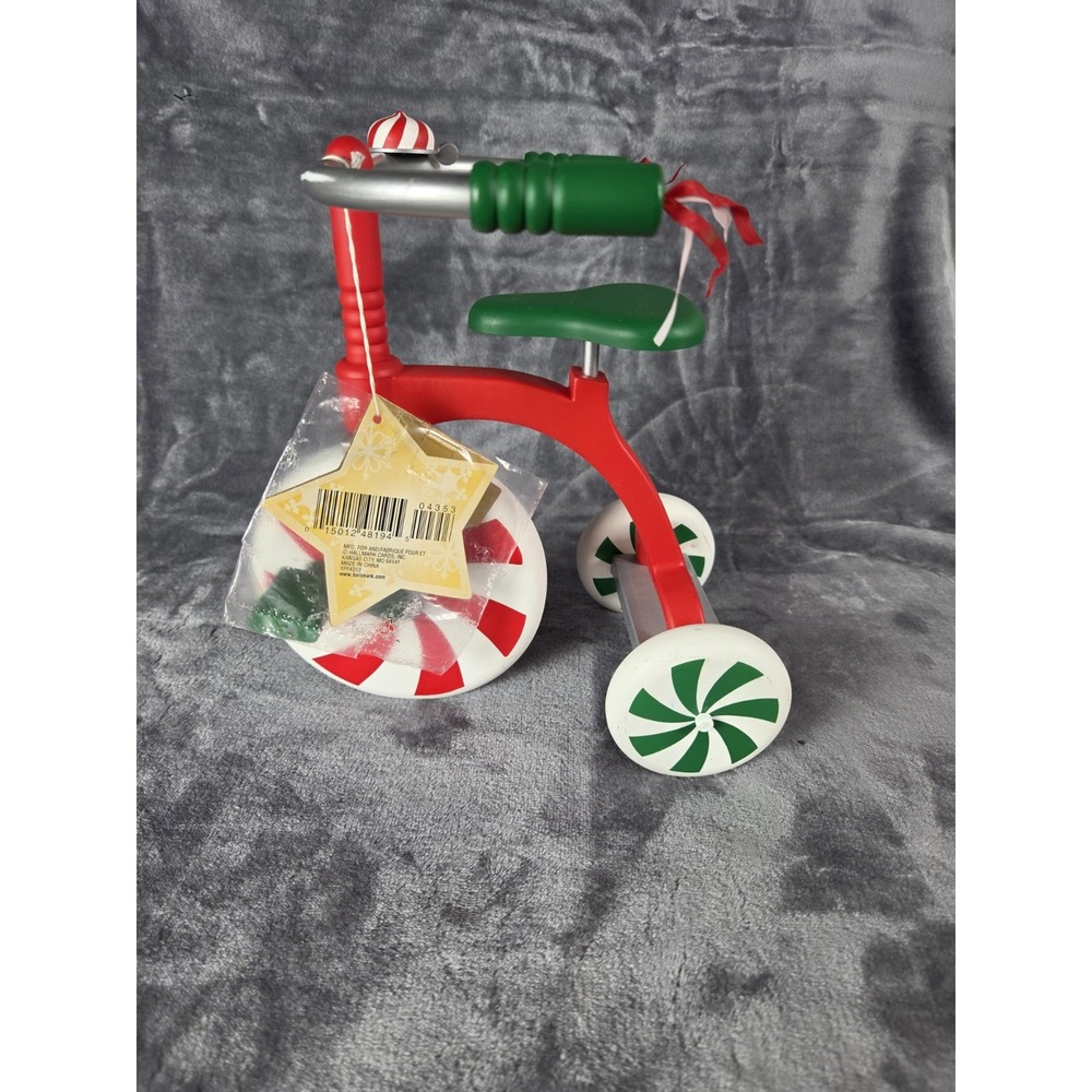 Hallmark Christmas 9" Peppermint Tricycle Holiday Candy Cane Doll/Bear Display